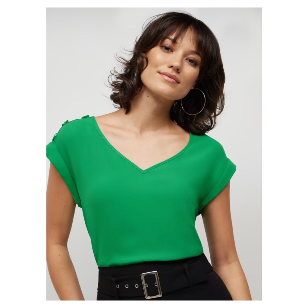 NY and Company Cuffed Scoopneck Blouse Short-Sleeved NWT XL